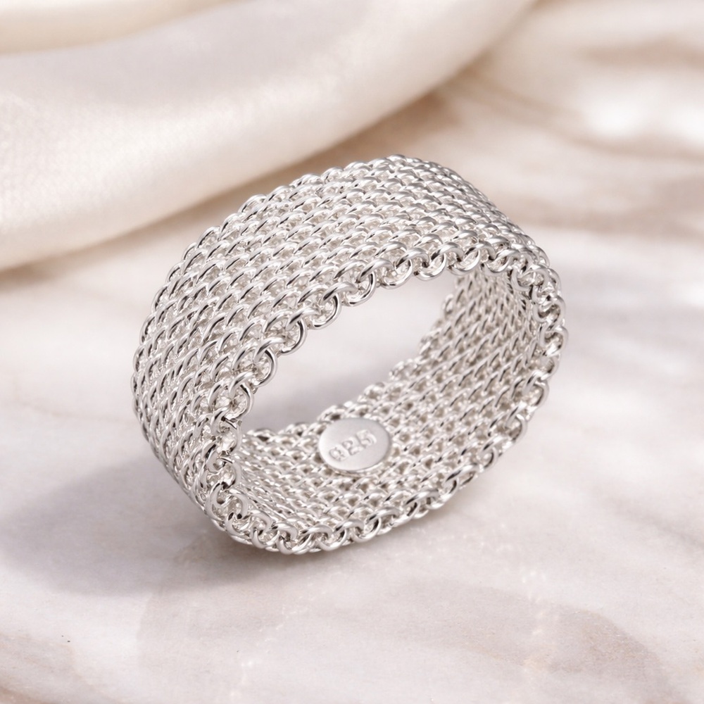 The Urban Luxe Silver Mesh Ring / New with Box